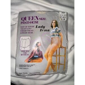 Lady Irma‎ Queen Size Sheer Pantyhose Off White Nylon Super Stretch 42"-54" Hips